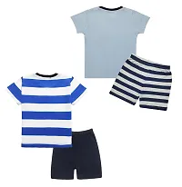 TARSIER Baby Boys Cotton T-shirt and shorts set ( 6-12 months ) [puppy-blue , stripes- blue ]-thumb1