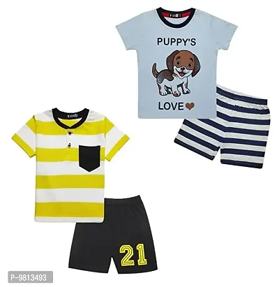 Classy Cotton Printed Clothing Sets For Boys Pack Of 2