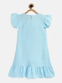 Stylish Cotton Turquoise Embroidered Frock For Girls-thumb1