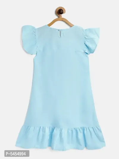 Stylish Cotton Turquoise Embroidered Frock For Girls-thumb2
