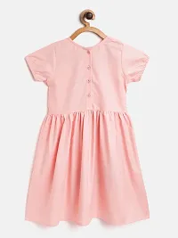 Stylish Cotton Pink Embroidered Frock For Girls-thumb1