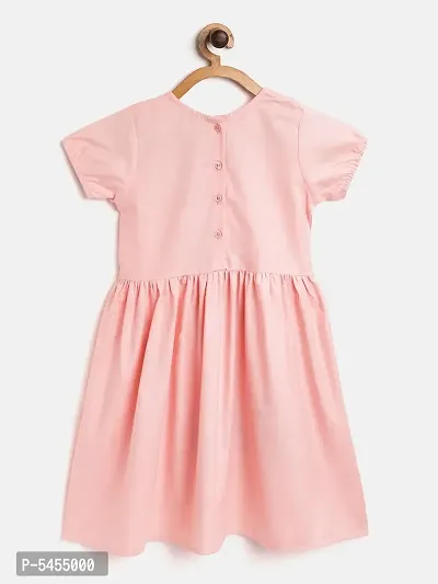 Stylish Cotton Pink Embroidered Frock For Girls-thumb2