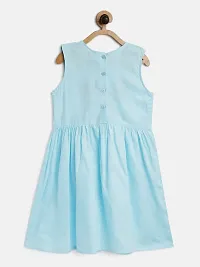 Stylish Cotton Blue Embroidered Frock For Girls-thumb1