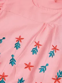 Stylish Cotton Pink Embroidered Frock For Girls-thumb2