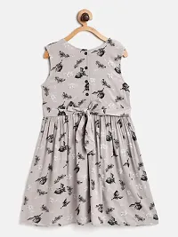 Stylish Rayon Grey Printed Frock For Girls-thumb1