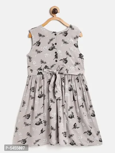 Stylish Rayon Grey Printed Frock For Girls-thumb2