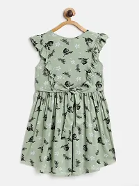 Stylish Rayon Green Printed Frock For Girls-thumb1