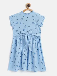 Stylish Rayon Blue Printed Frock For Girls-thumb1