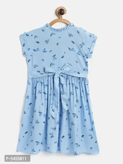 Stylish Rayon Blue Printed Frock For Girls-thumb2