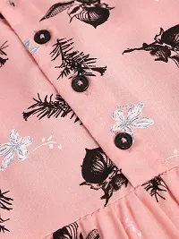 Stylish Rayon Pink Printed Frock For Girls-thumb3
