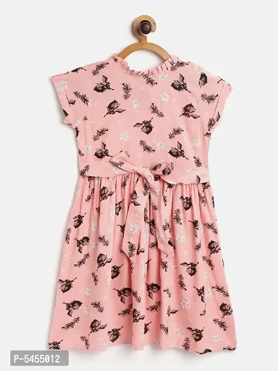 Stylish Rayon Pink Printed Frock For Girls-thumb2