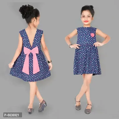 Blue Cotton Printed Frock For Girls-thumb0