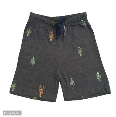 Bigger Boys Navy Melange Rocket Printed Shorts-thumb0