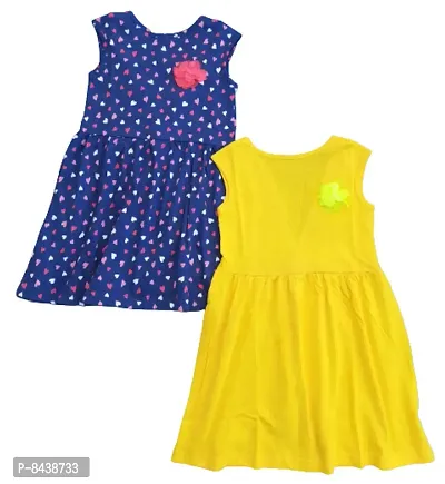 Girls Sleeveless Dress Blue.H  Yellow (Pack of 2)