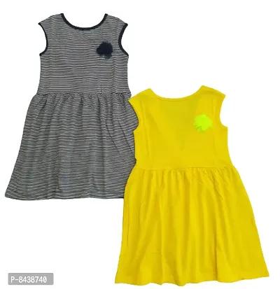 Girls Sleeveless Dress Blue.S  Yellow (Pack of 2)-thumb0