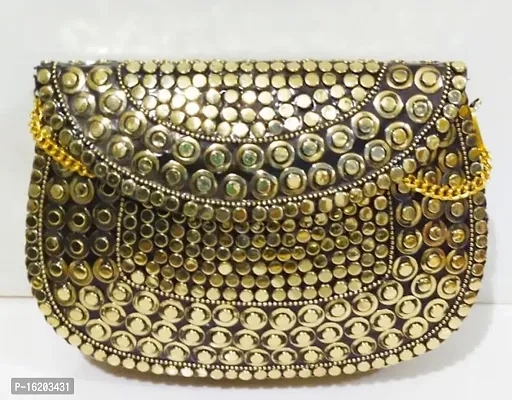 Stylish Golden Metal  Sling Bags For Women