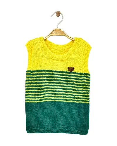 WEGMANS Boys Woolen Round Neck Sleeveless Handmade Winter Wear Sweater for Kids