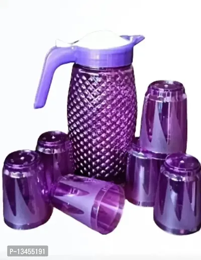 Water Jug 1.5 LTR with Serving Glass 200ml - 6 Pcs(PURPLE)
