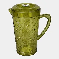 PLASTIC Water Jug GREEN 1.8 LTR with Serving Glass 200ml - 6 Pcs-thumb2