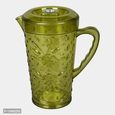 PLASTIC Water Jug GREEN 1.8 LTR with Serving Glass 200ml - 6 Pcs-thumb3