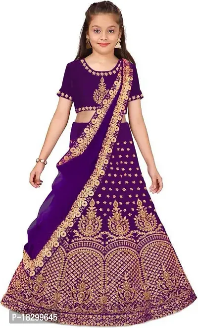 Alluring Purple Silk Blend Lehenga Cholis For Girls