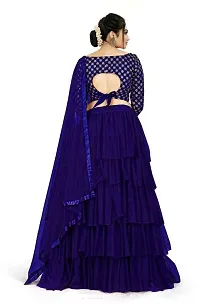 Stylish Blue Net Embellished Lehenga Choli Set For Women-thumb1