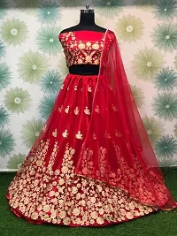 Stylish Red Net Embroidered Lehenga Choli Set For Women-thumb1