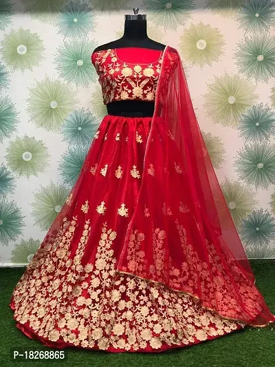 Stylish Red Net Embroidered Lehenga Choli Set For Women-thumb2