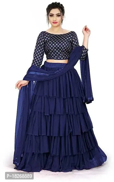 Stylish Blue Net Embellished Lehenga Choli Set For Women-thumb0
