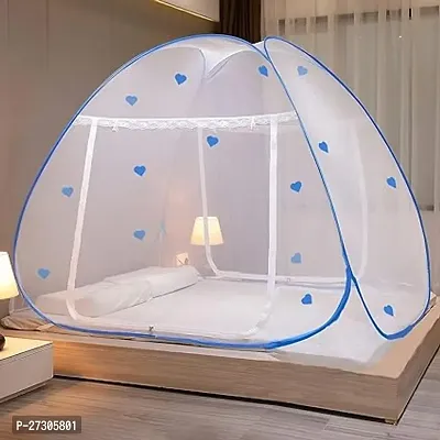 Evafly Mosquito Net For Double Bed , Heart Design (Limited Edition) , King Size Foldable Machardani , Polyester 30Gsm Strong Net , Pvc Coated Corrosion Resistant Steel Wire-thumb0