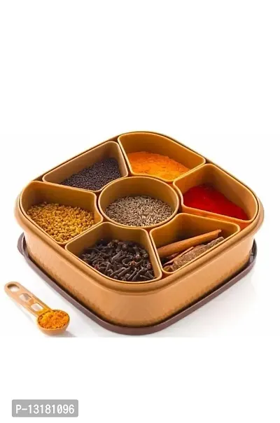 Masala Rangoli Box Dabba, 7 Sections Plastic Spice Box Container-thumb0