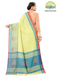 MISHRI COLLECTION Women's Pure Cotton Fabric Digital Print Saree with Unstitched Blouse Piece (Yellow)-thumb1