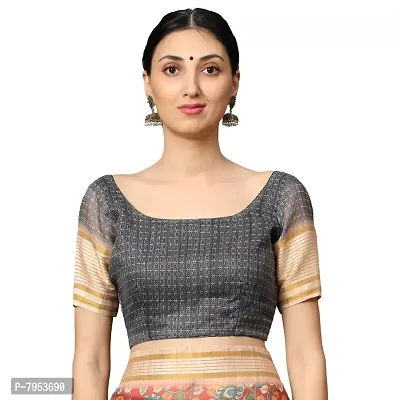 MISHRI COLLECTION Women's Saree Pure Cotton Fabric Digital Print Saree with Unstitched Blouse Piece (Free Size) (Maroon & Grey)-thumb5