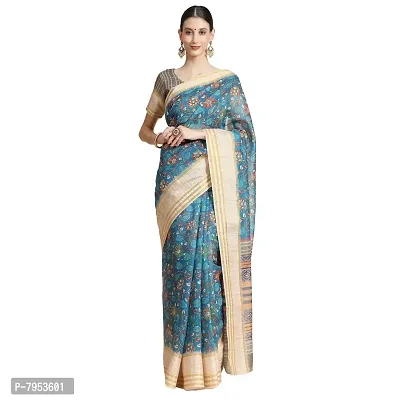 MISHRI COLLECTION Women Pure Cotton Fabric Saree with Digital Print and Unstitched Blouse-thumb0
