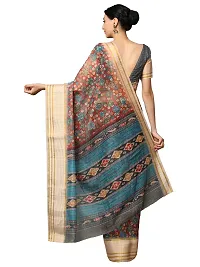 MISHRI COLLECTION Women's Saree Pure Cotton Fabric Digital Print Saree with Unstitched Blouse Piece (Free Size) (Maroon & Grey)-thumb1