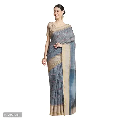 MISHRI COLLECTION Women's Saree Pure Cotton Digital Print Saree with Unstitched Blouse-thumb0