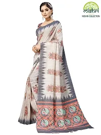 MISHRI COLLECTION Women Saree Pure Cotton Fabric Off-White Radhekrishna Digital Print Saree with Unstitched Blouse Piece (Off-white colored)-thumb2