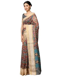 MISHRI COLLECTION Women's Saree Pure Cotton Fabric Digital Print Saree with Unstitched Blouse Piece (Free Size) (Maroon & Grey)-thumb3