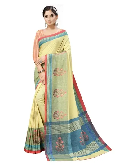 Cotton Digital Printed Saree with Unstitched Blouse Piece