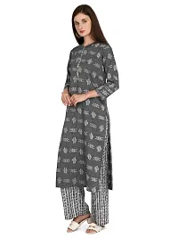 Grey Color Rayon Fabric Fully Stitched Printed Straight Kurti with Palazzo for Women  Girls on Jeans Palazzo or Skirt (Plus Size Upto 2XL)-thumb3