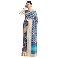 Women Pure Cotton Digital Print Saree with Unstitched Blouse Piece-thumb1