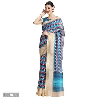 Women Pure Cotton Digital Print Saree with Unstitched Blouse Piece-thumb2