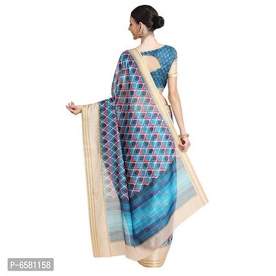 Women Pure Cotton Digital Print Saree with Unstitched Blouse Piece-thumb3