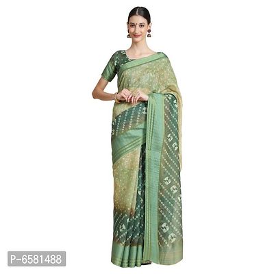 Women Pure Cotton Digital Print Saree with Unstitched Blouse Piece