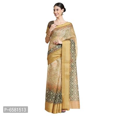 Women Pure Cotton Digital Print Saree with Unstitched Blouse Piece