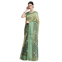 Women Pure Cotton Digital Print Saree with Unstitched Blouse Piece-thumb1