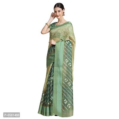 Women Pure Cotton Digital Print Saree with Unstitched Blouse Piece-thumb2