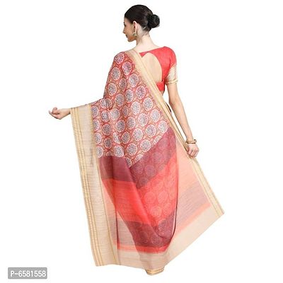 Women Pure Cotton Digital Print Saree with Unstitched Blouse Piece-thumb3