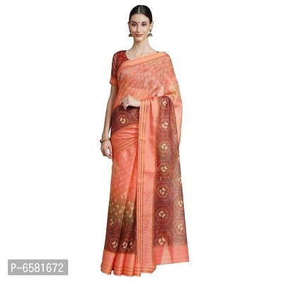 Women Pure Cotton Digital Print Saree with Unstitched Blouse Piece