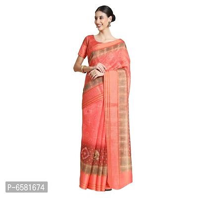 Women Pure Cotton Digital Print Saree with Unstitched Blouse Piece